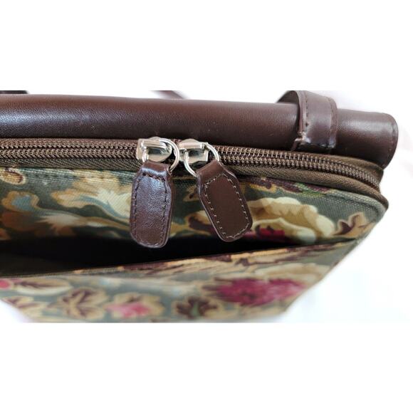 Longaberger Homestead Crossbody Bag Brown Floral Inner Pockets Adjustable Strap - Picture 6 of 13